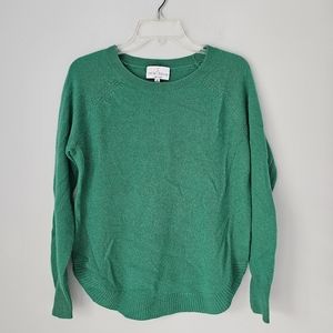 Belle France Cashmere Sweater Womens Medium Ribbed knit Hem Pullover Green